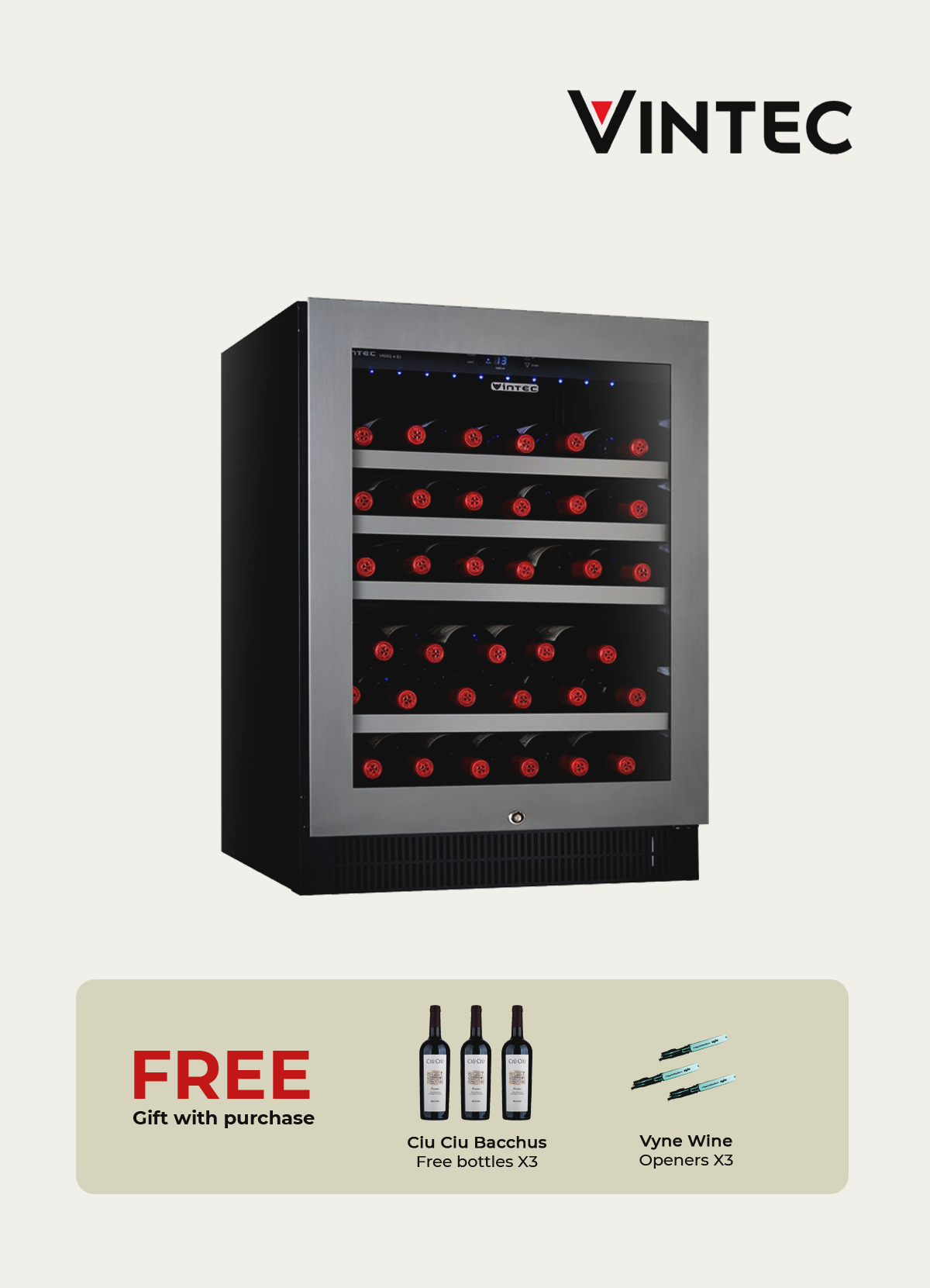 Vintec Wine Chiller Seamless Stainless Steel Vyne Wine Accessories